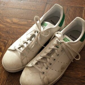 Adidas Men's Classic White Sneakers with Green Highlights